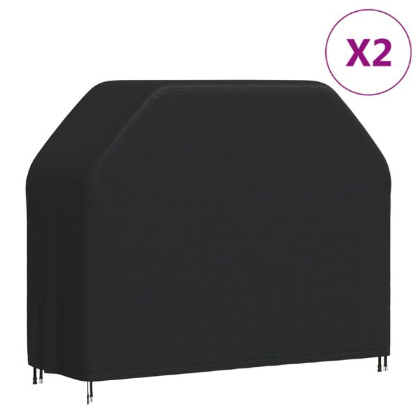 vidaXL BBQ Cover Set of 2 Black 420D Oxford fabric with PU coating Large