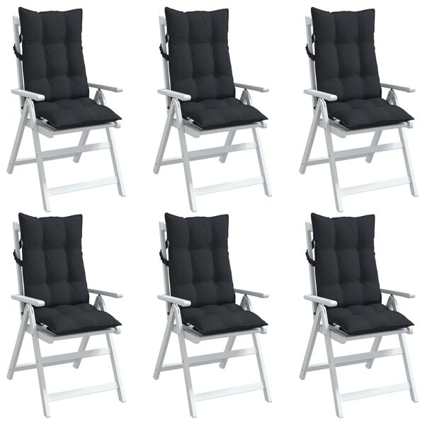 vidaXL Highback Chair Cushion Set of 6 Black
