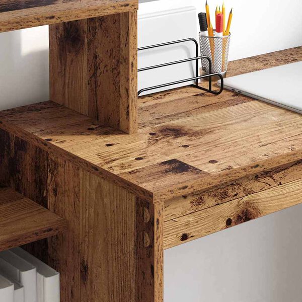 vidaXL Desk with Shelf Old wood 39.4" x 15.7" x 35.4" Engineered wood