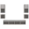 vidaXL 8 Piece TV Wall Units with LED Gray Sonoma Engineered Wood