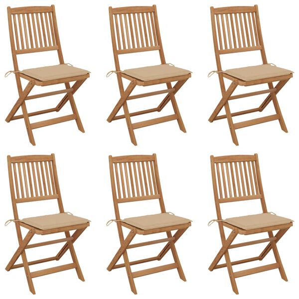 vidaXL Garden Chair Set of 6 Beige, Brown