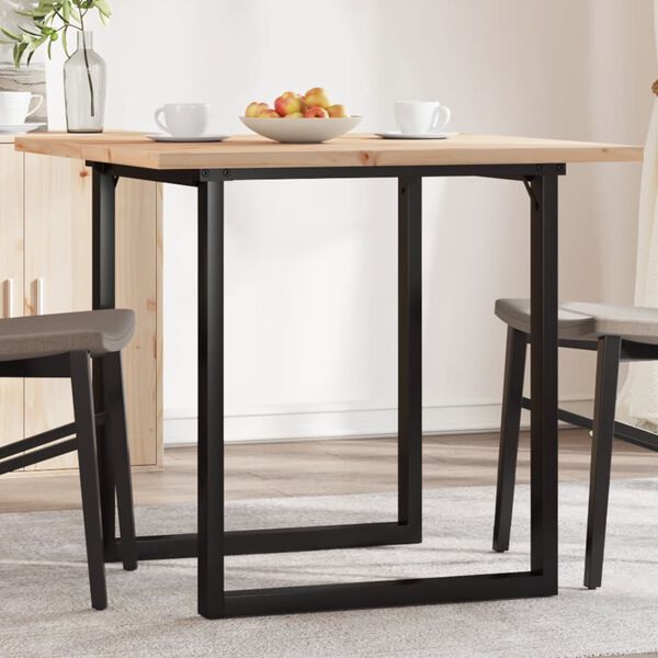 vidaXL Dining Table Natural Pine and Black Steel