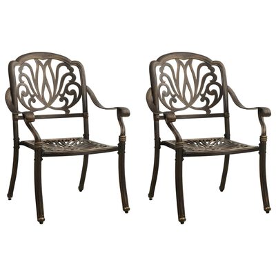 Vidaxl Patio Chairs 2 Pcs Cast Aluminum Bronze Com - Bronze Color Patio Set