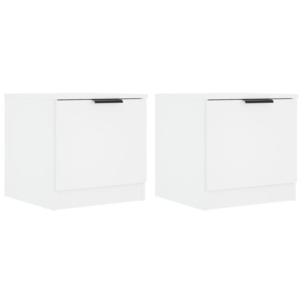vidaXL Bedside Cabinet Set of 2 White Engineered wood 15.7x15.4x15.7 in