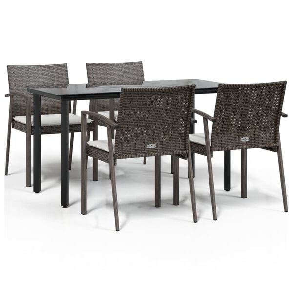 vidaXL Garden Dining Set Brown, Black, Cream White