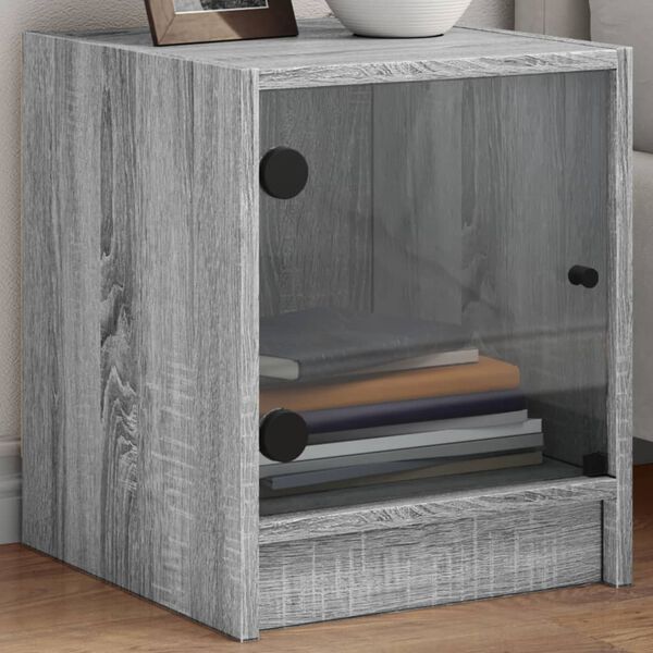 vidaXL Bedside Cabinet Set of 2 Grey Sonoma Engineered wood, glass