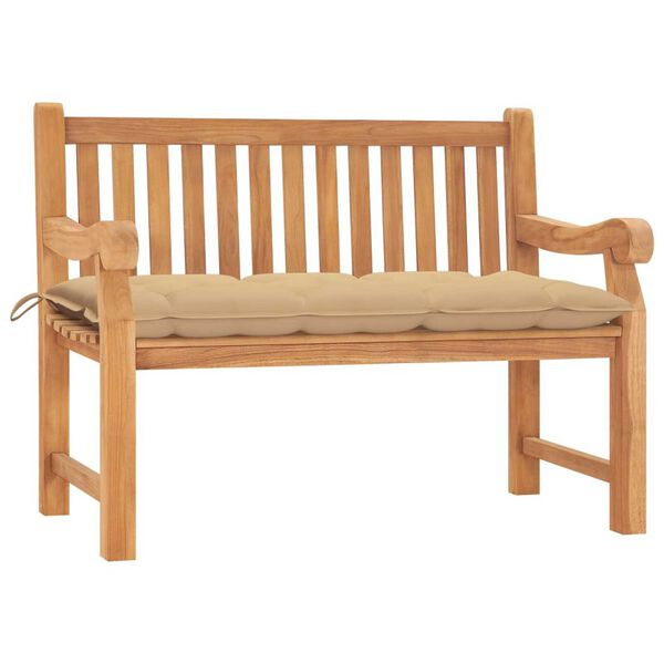 vidaXL Patio Bench with Cushion 47.2" Solid Teak Wood
