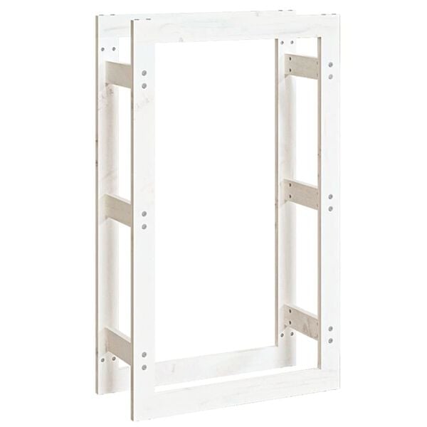  vidaXL Firewood Rack White 23.6x9.8x39.4" Solid Wood Pine