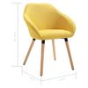 vidaXL Dining Chair Set of 4 Yellow Polyester, Solid wood Standard