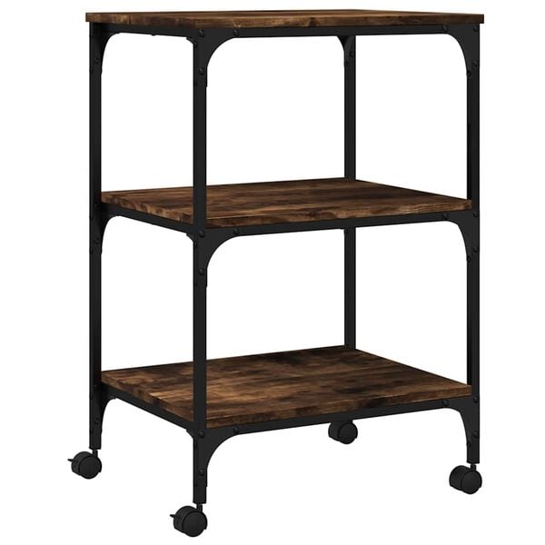 vidaXL Printer Stand 3-Tier Smoked Oak 19.7"x16.1"x29.5" Engineered Wood