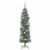 vidaXL Artificial Slim Christmas Tree Green and White 70.87 in
