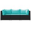vidaXL Patio Lounge Set Black, Water blue