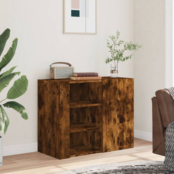 vidaXL Wall Cabinet Smoked Oak Engineered Wood 29.5x13.8x23.6 in