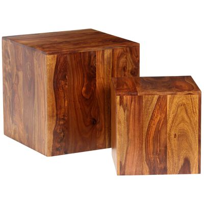 vidaXL Coffee Table Set 2 Pieces Solid Sheesham Wood 15.7"x15.7"x15.7"