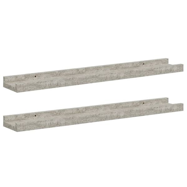 vidaXL Wall Shelf Set of 2 Concrete grey MDF 23.6x3.5x1.2 in