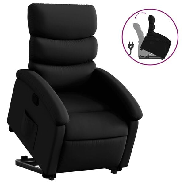 vidaXL Stand Up Recliner Chair Black Faux leather, metal, plywood Medium