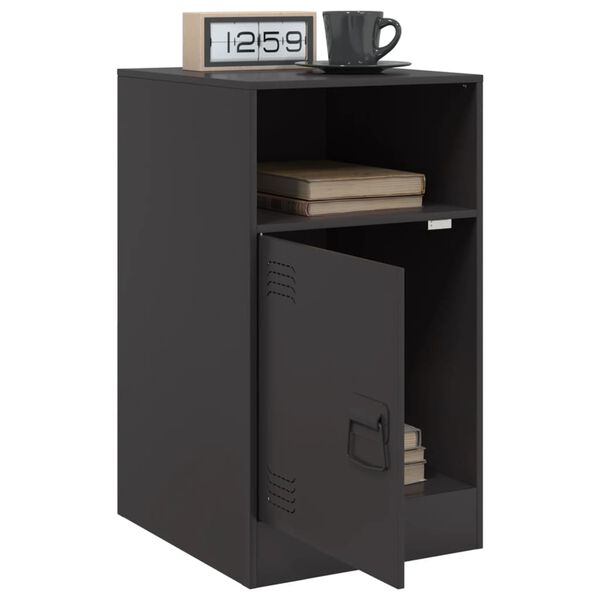 vidaXL Bedside Cabinet Black Cold-rolled steel Bedside Cabinet