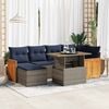 vidaXL 7 Piece Patio Sofa Set with Cushions Black Poly Rattan Acacia