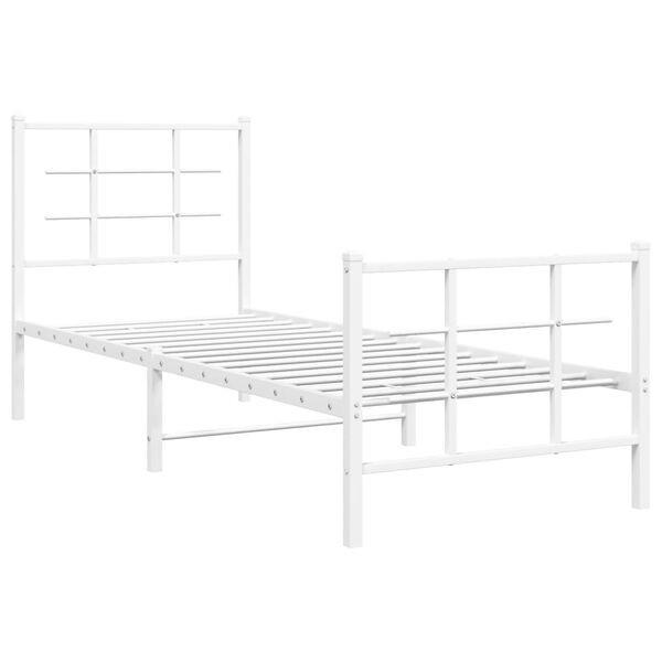 vidaXL Metal Bed Frame without Mattress with Footboard White 29.5"x74.8"