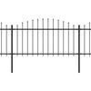 vidaXL Garden Fence with Spear Top Steel 211.4"x59.1" Black