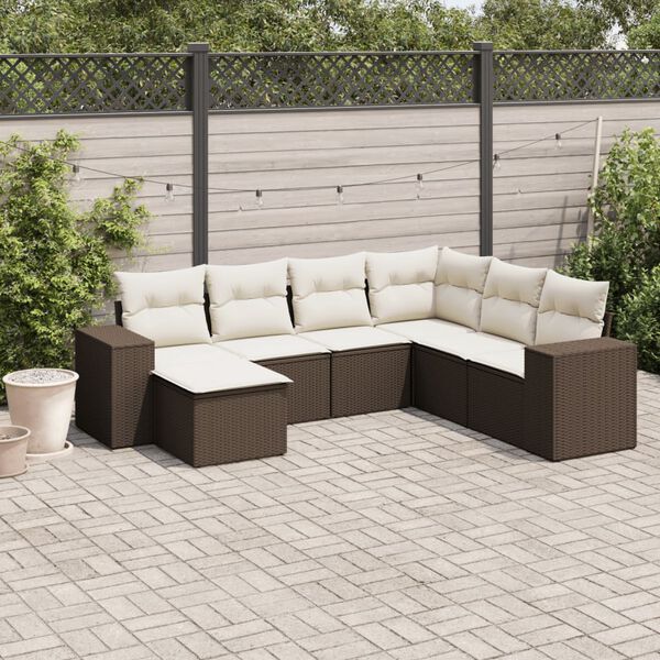 vidaXL Garden Sofa Set Brown