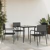 vidaXL Garden Dining Set Black Poly Rattan, Steel, Tempered Glass