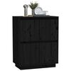 vidaXL Sideboard Black 23.6"x13.4"x29.5" Solid Wood Pine