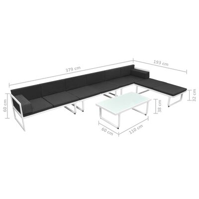 vidaXL 5 Piece Patio Lounge Set Textilene Aluminium Black