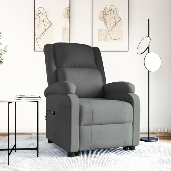 vidaXL Power Lift Recliner Dark Gray Fabric