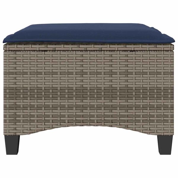 vidaXL Garden Stool Grey PE Rattan, Powder-Coated Steel Standard