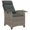 vidaXL Reclining Garden Chair Grey PE rattan Medium Height-Adjustable