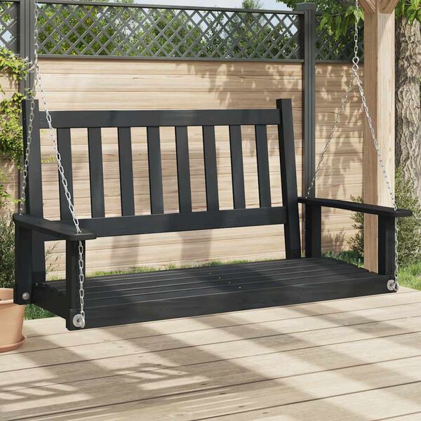 vidaXL Garden Swing Bench Black Solid fir wood, galvanized iron Standard