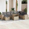 vidaXL Garden Sofa Set Beige PE rattan Large Adjustable Feet