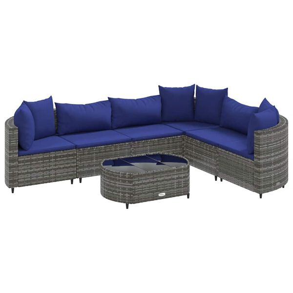 vidaXL Patio Sofa Set Set of 6 Grey, Dark Blue