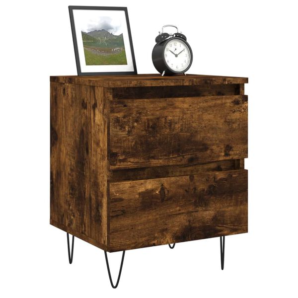 vidaXL Bedside Cabinet Set of 2 Smoked Oak Engineered Wood Small