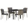 vidaXL Garden Dining Set with Cushion 5 pcs Grey Poly Rattan