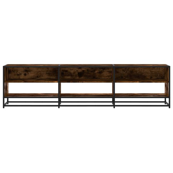 vidaXL TV Cabinet Smoked Oak Engineered Wood, Metal Large TV Cabinet