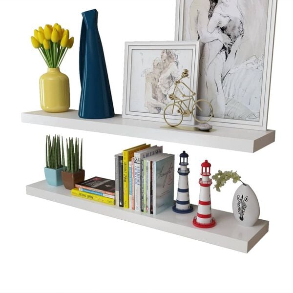vidaXL Wall Rack Set of 4 White MDF with a matte finish 39.4 in long