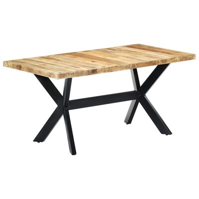vidaXL Dining Table 63"x31.5"x29.5" Solid Rough Mango Wood