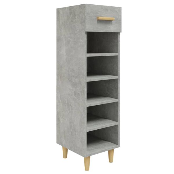vidaXL Shoe Cabinet Concrete Grey 11.8x13.8x41.3" Engineered Wood