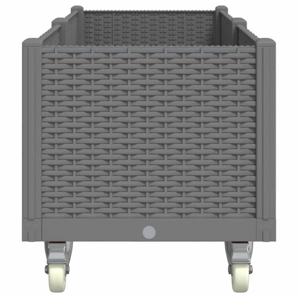 vidaXL Garden Planter with Wheels Light Gray 63"x19.7"x21.3" PP