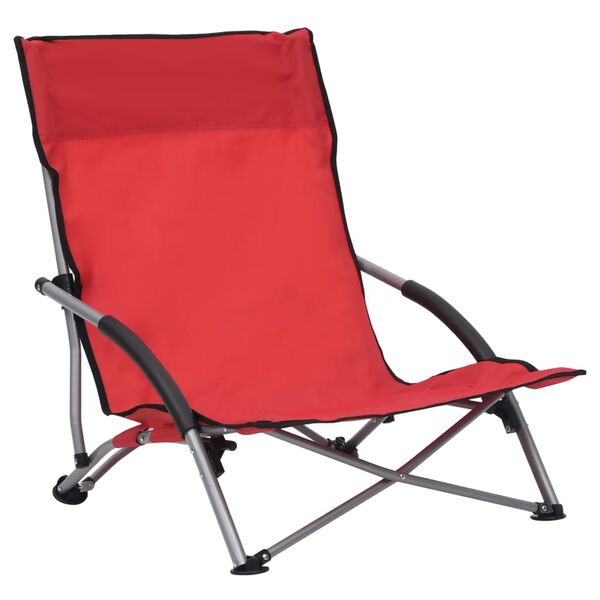 vidaXL Beach Chair Set of 2 Red Oxford fabric, steel Medium Folding