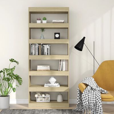 vidaXL Book Cabinet/Room Divider Sonoma Oak 31.5"x11.8"x78" Engineered Wood
