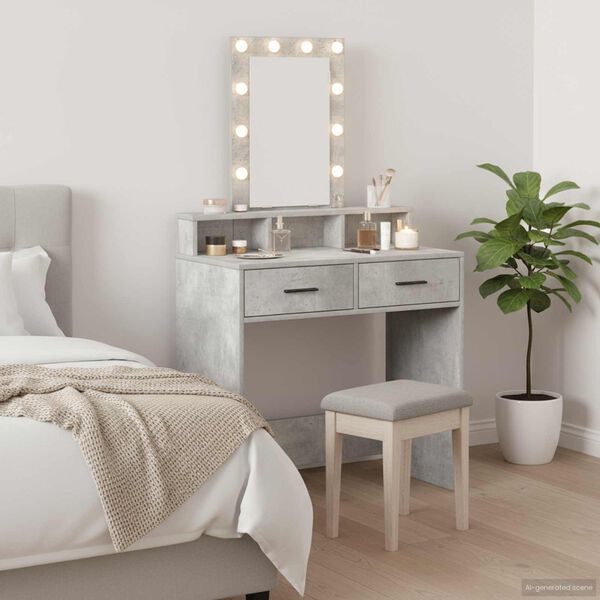 vidaXL Dressing Table Grey 31.10 x 16.14 x 55.12 in Engineered Wood