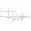vidaXL Bed Frame White Powder-Coated Steel 47.2 x 74.8 in Small Double