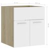 vidaXL Sink Cabinet White and Sonoma Oak Engineered Wood Bathroom Cabinet
