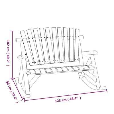 vidaXL 2-Seater Patio Rocking Bench 48.4"x37.8"x40.2" Solid Wood Spruce