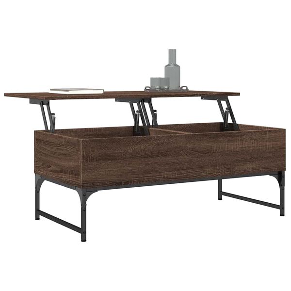 vidaXL Coffee Table Brown Oak Engineered Wood, Metal 39.4x19.7x15.7 in