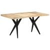 vidaXL Dining Table Natural, Black Rough Mango Wood, Powder-Coated Steel