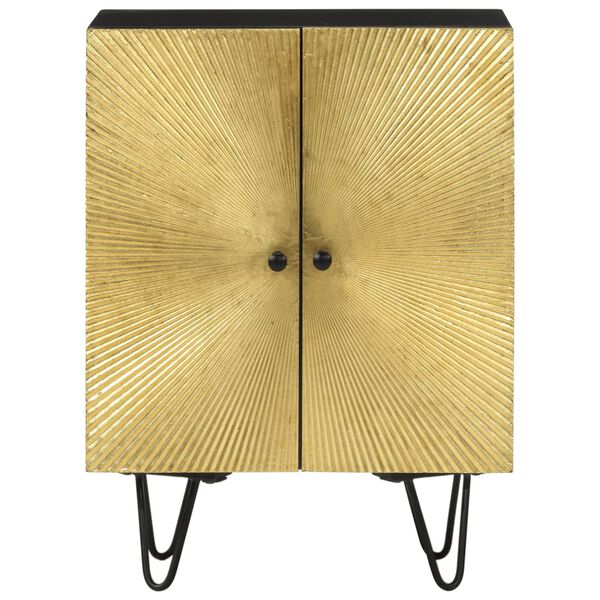 vidaXL Sideboard Gold and Black Solid mango wood and brass Medium